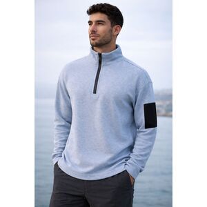 Orvis Men’s Light Heather Slate Quarter-Zip Pullover Sweatshirt Size M Athletic